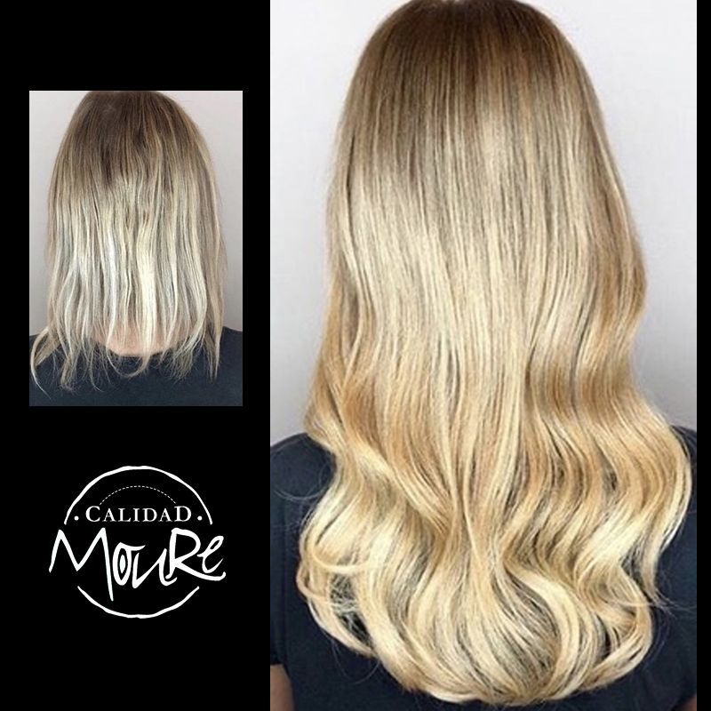 Extensiones Moure antes y despues queratina de grapas adhesivas y de hilo (1)